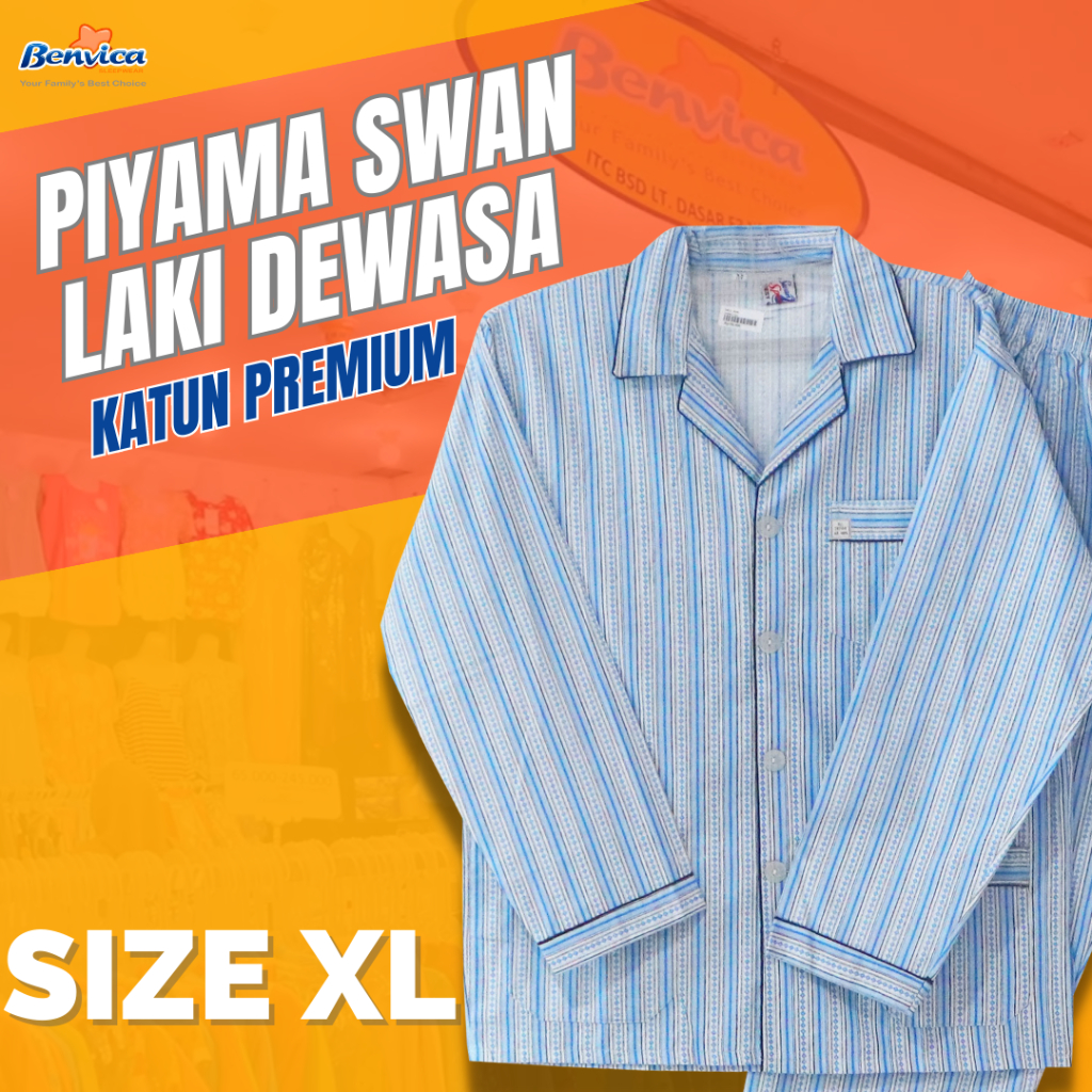 BAJU TIDUR PIYAMA LAKI-LAKI DEWASA XL SWAN