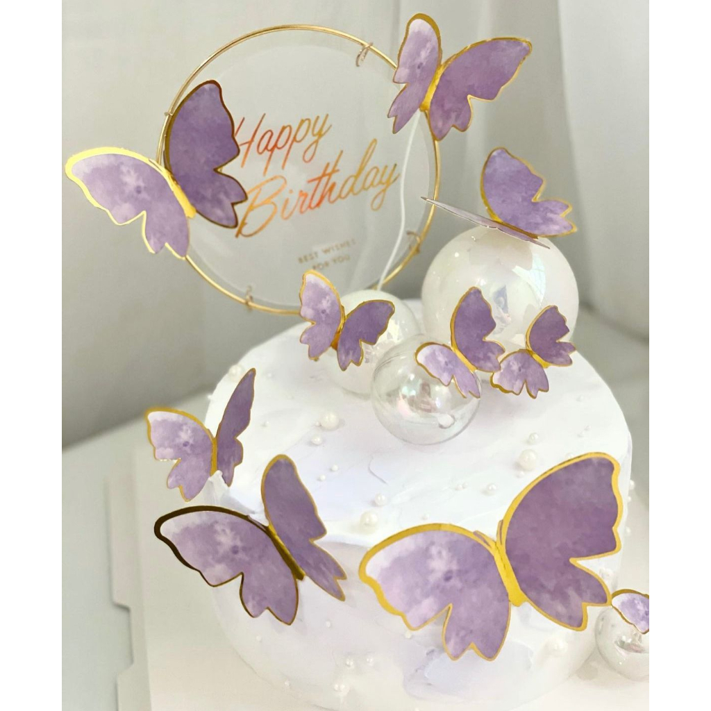 10Pcs/Topper Kue ulang tahun Dekorasi Kupu - Kupu Bronzing topper hiasan kue plugin Dekorasi Kue Ula