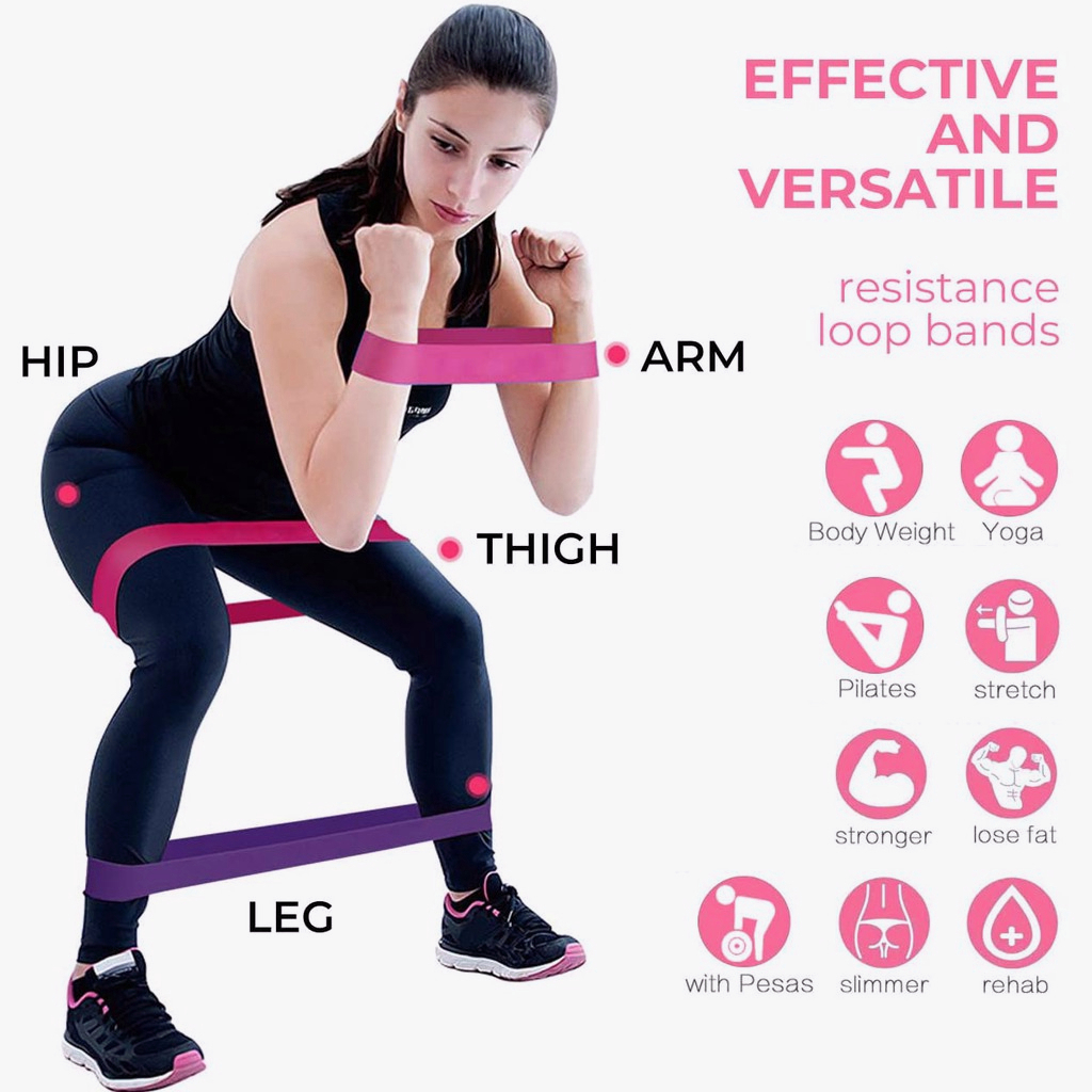 Yoga Resistance Band Set 5 pcs Tali Karet Gym Pilates Latex Elastis