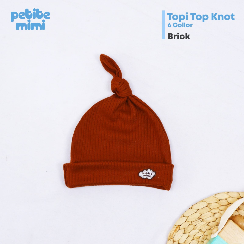 Topi Rib Reeb Knit PREMIUM Top Knot Newborn 0-6 Bulan Petite Mimi CBKS