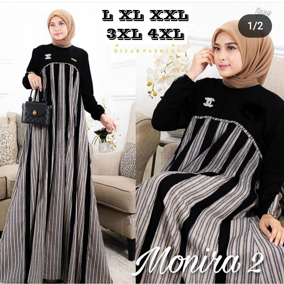 Gamis + bross monira vol 2 L XL XXL 3L 4L