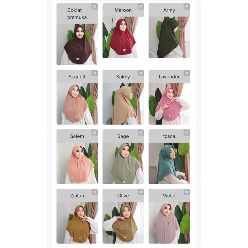 Paket Usaha Combo 10 Pcs Daily Hijab Instan Size L/Jumbo