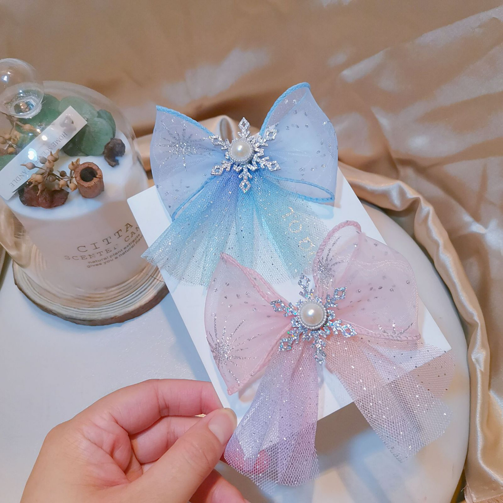 Jepit Anak Perempuan Motif Butiran Salju Dan Karakter Lucu