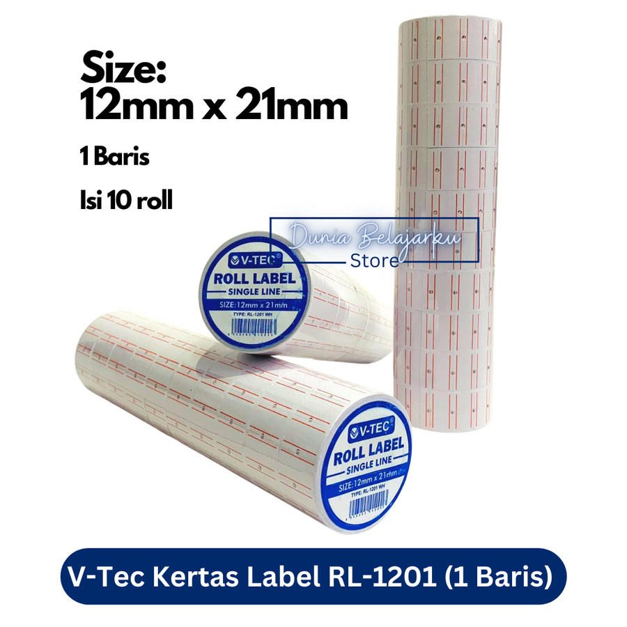 

Kertas Label Harga VTEC RL-1201 WH 1 Baris Warna Putih Isi 10 Roll