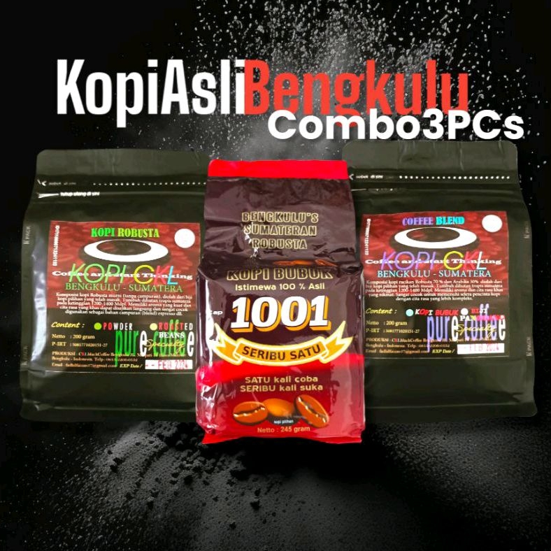 

Kopi Bubuk Asli Bengkulu Sumatera CKL COFFEE Combo Hemat 3 PCs