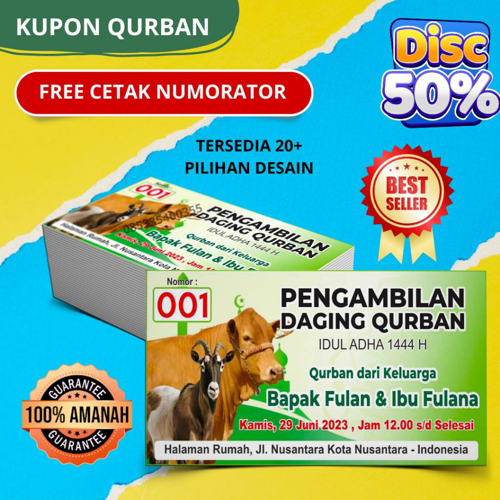 

Kupon Pengambilan Daging Kurban Idul Adha Custom Qurban