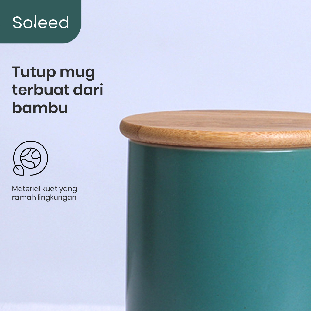 CANGKIR KOPI TEH KERAMIK CERAMIC MUG NORDIC GAGANG KAYU 380ml LPBL02