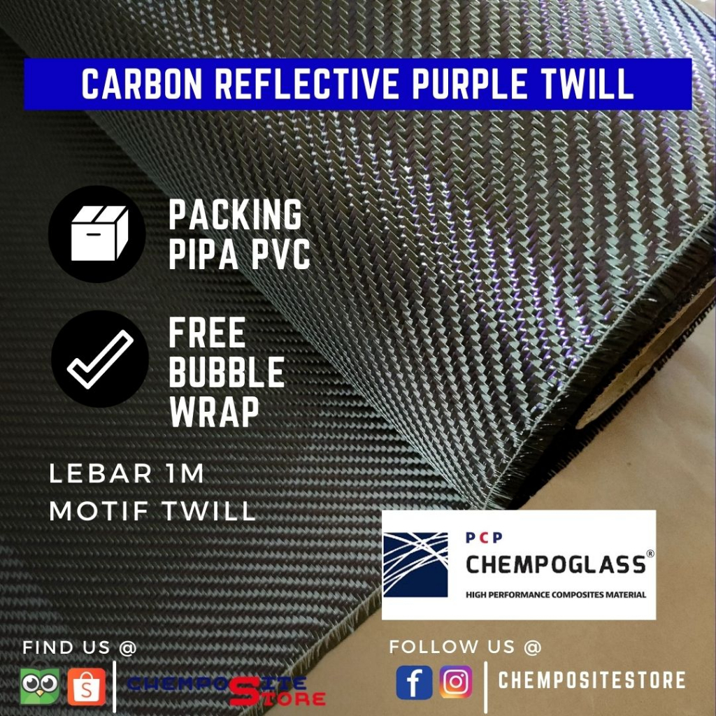 serat carbon fiber Purple reflective metalic TWILL 200Gsm L 1m