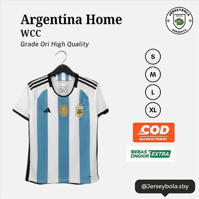 JERSEY ARGENTINA HOME WORLD CUP PATCH 2022 2023