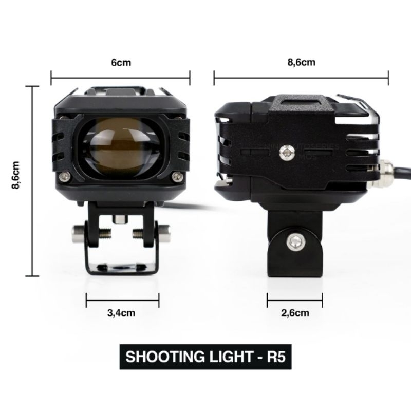 NINE LUXIMOS SHOOTING LIGHT R5 DEVIL EYE 2 WARNA PUTIH KUNING LAMPU SOROT MOTOR DAN MOBIL
