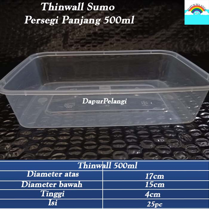 Tempat Makan/Thinwall Persegi/Thinwall Persegi Panjang 500ml