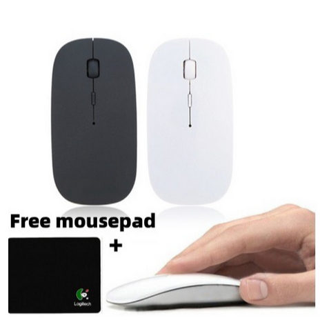 ITSTORE Paket Murah MOUSE WIRELESS AP-01 SLIM 2.4GHZ FREE MOUSEPAD POLOS