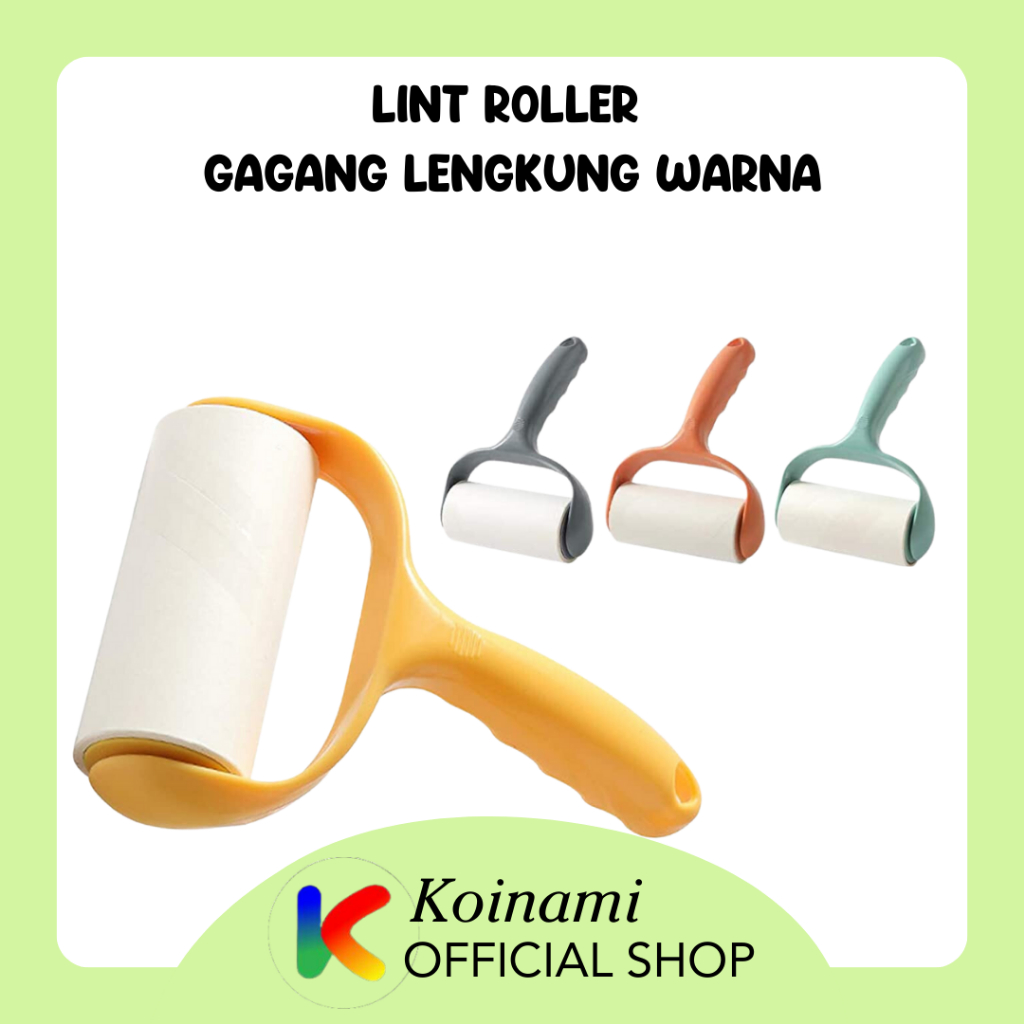 Lint Roller Gagang Lengkung Warna - Pembersih Bulu Hewan - Rol Pembersih Bulu