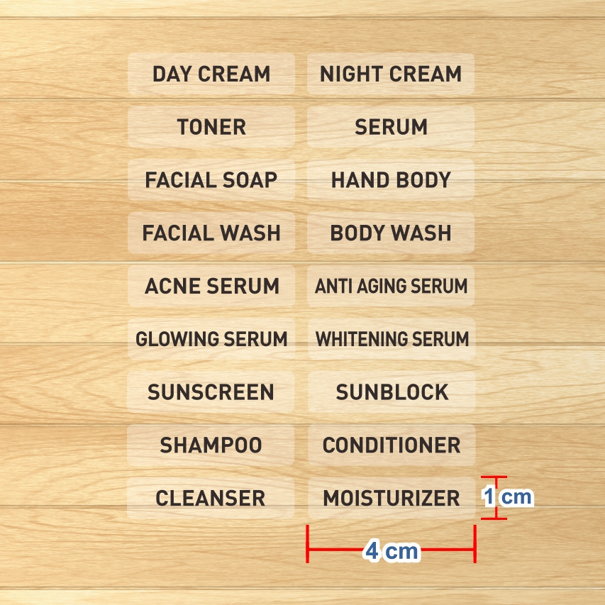 

Stiker Label Bening Day Night Cream Sticker Vinyl Transparant Kosmetik 4 x 1 cm (1 lembar/ 60 pcs)