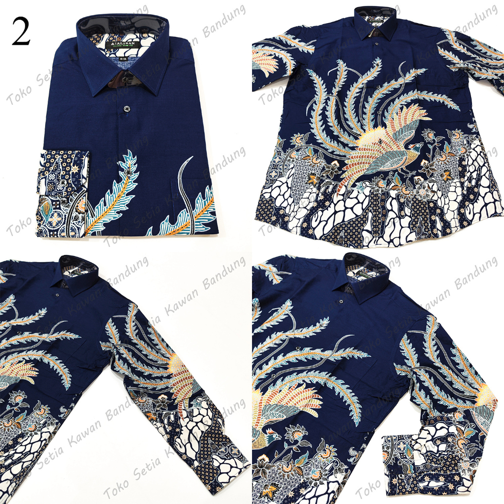 Kemeja ALISAN Corak Batik Print SLIM Fit Lengan Panjang ( Size 16 ) - BIRU