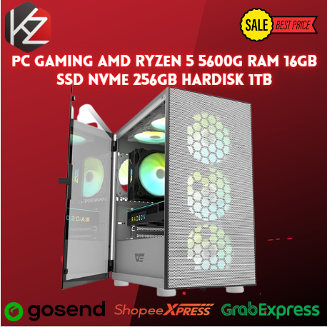 PC Gaming AMD Ryzen 5 5600G VGA VEGA SERIES RAM 16GB NVME256GB Hardisk 1TB