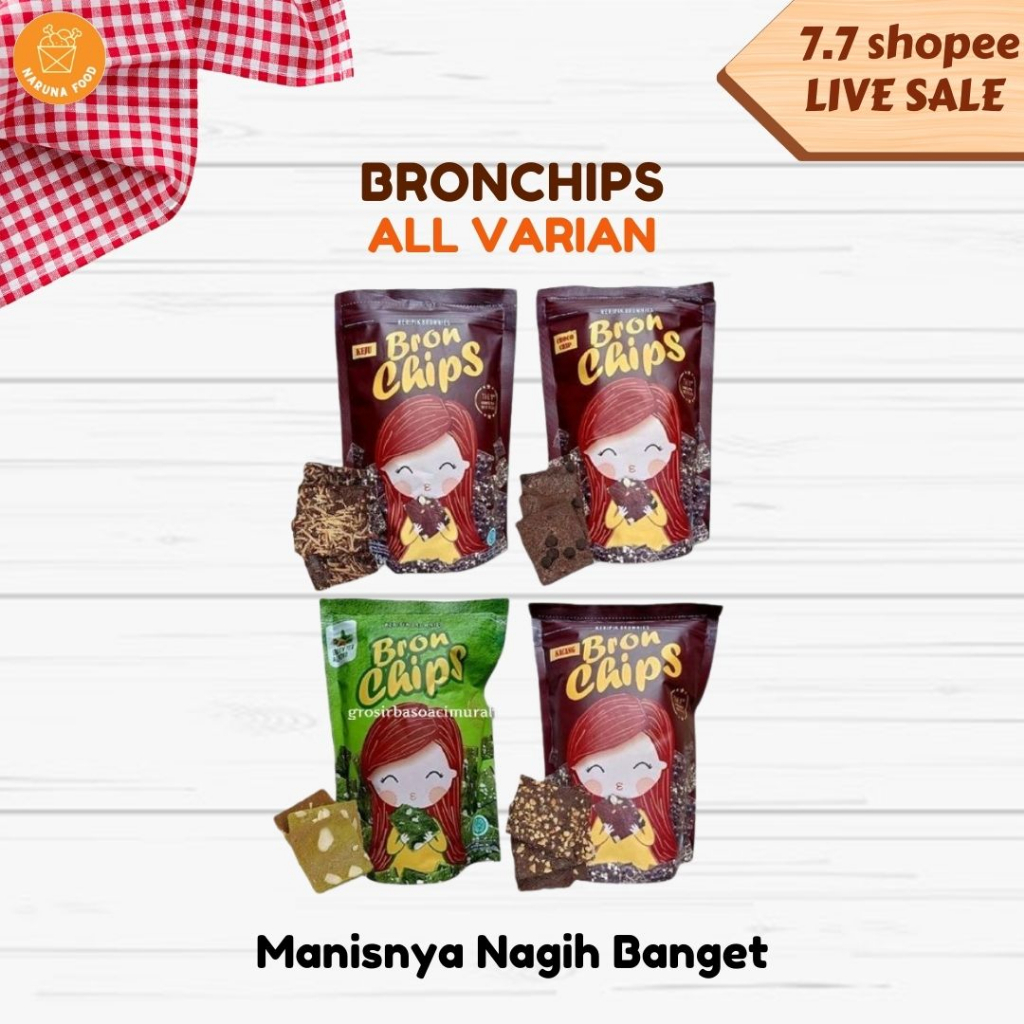 PROMO  BronChips varian lengkap keju mocachino kacang greantea camilan manis renyah makanan ringan brownies kering