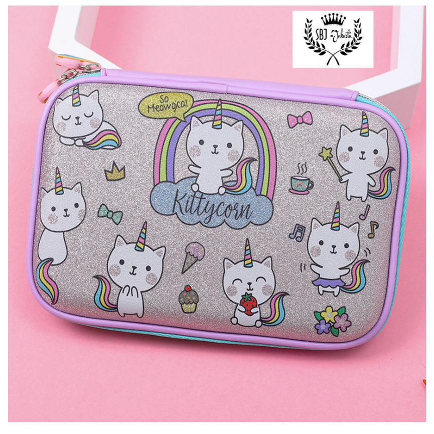 Tempat pensil Kotak pensil model mirip smiggle  Kittycorn Unicorn 3d Waterproof EVA Hardcase