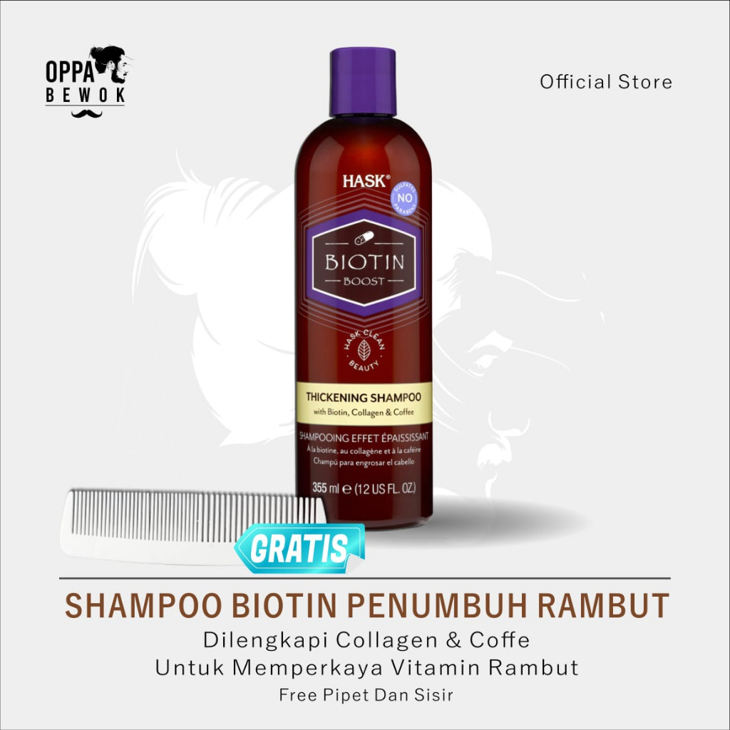 SHAMPOO BIOTIN COLLAGEN HASK penumbuh rambut pelebat rambut solusi rambut tipis anti rontok anti botak