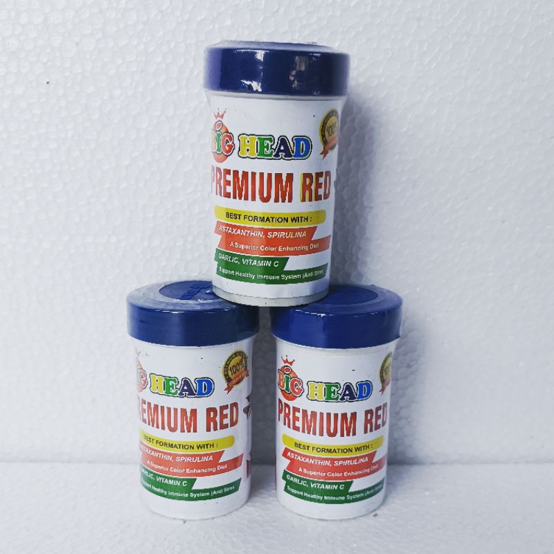 PAKAN PREMIUM RED BIG HEAD BOTOLAN 35 GRAM pakan ikan hias aquarium chana chiclid penambah warna merah pada ikan hias akuarium / colour booster