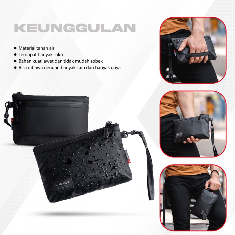 Clucth Bag Handbag Tas Tangan Pria Wanita Cowok Original Kulit Import Waterproof Anti Air  R06