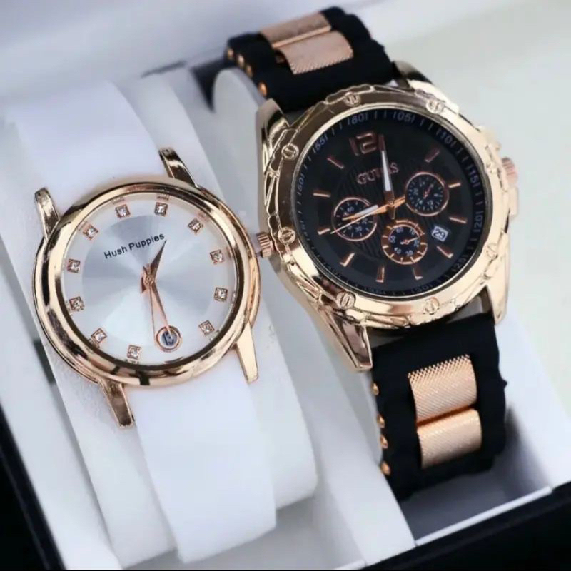 (Terima cod)Jam Tangan Wanita Fashion Buy 1 Get 1 Paket Hemat Kado Tanggal Aktif Strap rubber/Karet(Dikirim Jakarta)free Box Kancing)