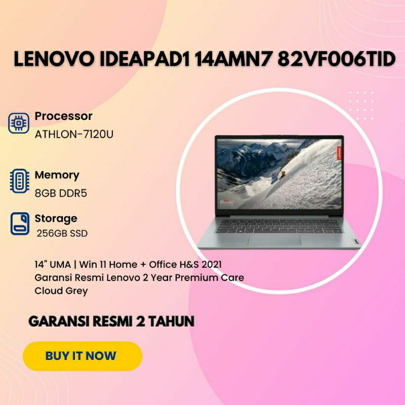 LAPTOP BARU LENOVO IDEAPAD 1 14AMN7