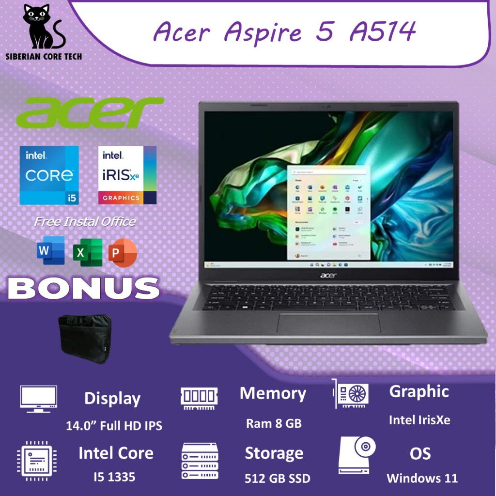 Laptop Acer Aspire 5 A514 I5 1335 8GB 512SSD W11PRE 14.0FHD IPS