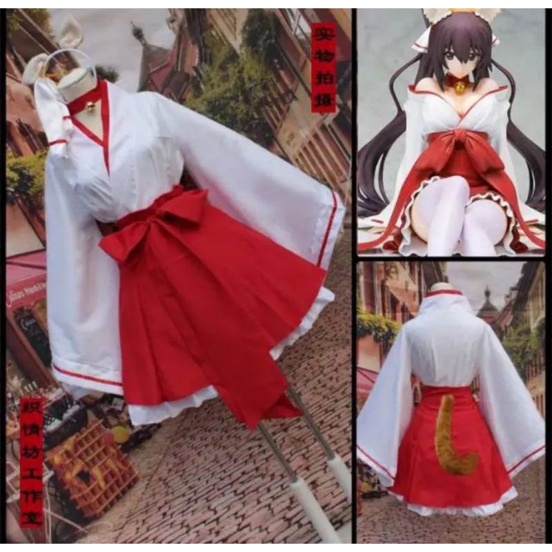 Set Kimono Yukata Cosplay dengan Rok dan Pita Rambut untuk