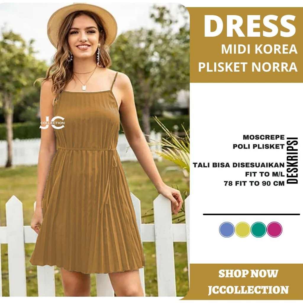 Dress Camisoles sexy plisket Tali kecil Wanita Gaya Korea NORRA - JCCollections