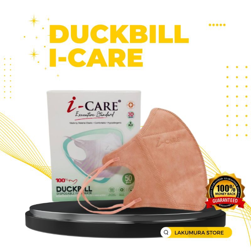 MASKER DUCKBILL I-CARE SOFT PINK 4 PLY DISPOSABLE FACE MASK ISI 50 PCS