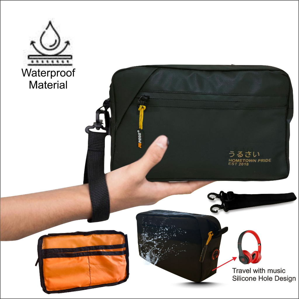 Tas Selempang Bahu Pria Anti Air Bahan Waterproof Model 2in1 PEGE Oghio Bisa Untuk Slingbag Dan Pouch - PG 8965