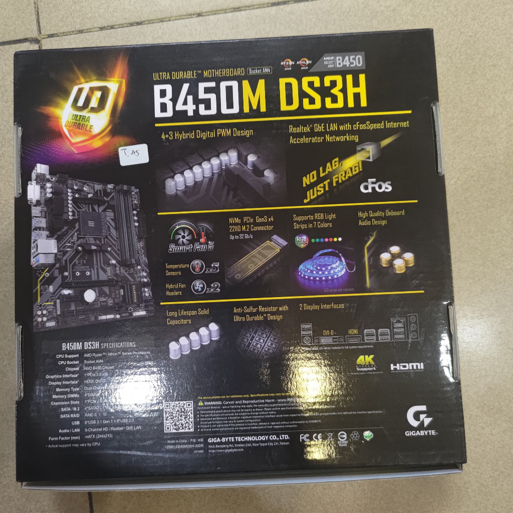 GIGABYTE B450M DS3H AM4 AMD B450 DDR4 Ryzen
