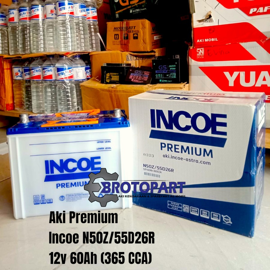 Aki Mobil INCOE N50Z 55D26R PREMIUM Aki Basah 60Ah ORIGINAL INCOE ASTRA