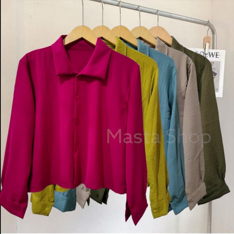 CROP KEMEJA, HANIN CROP CRINKLE, KEMEJA CRINKLE WANITA