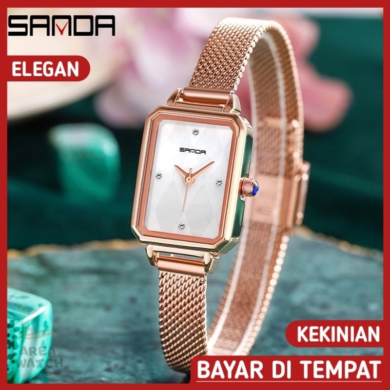 Jam Tangan Wanita Elegan Rantai Mewah Anti Air Cewek Kecil Kekinian Terbaru Perempuan Kotak Original