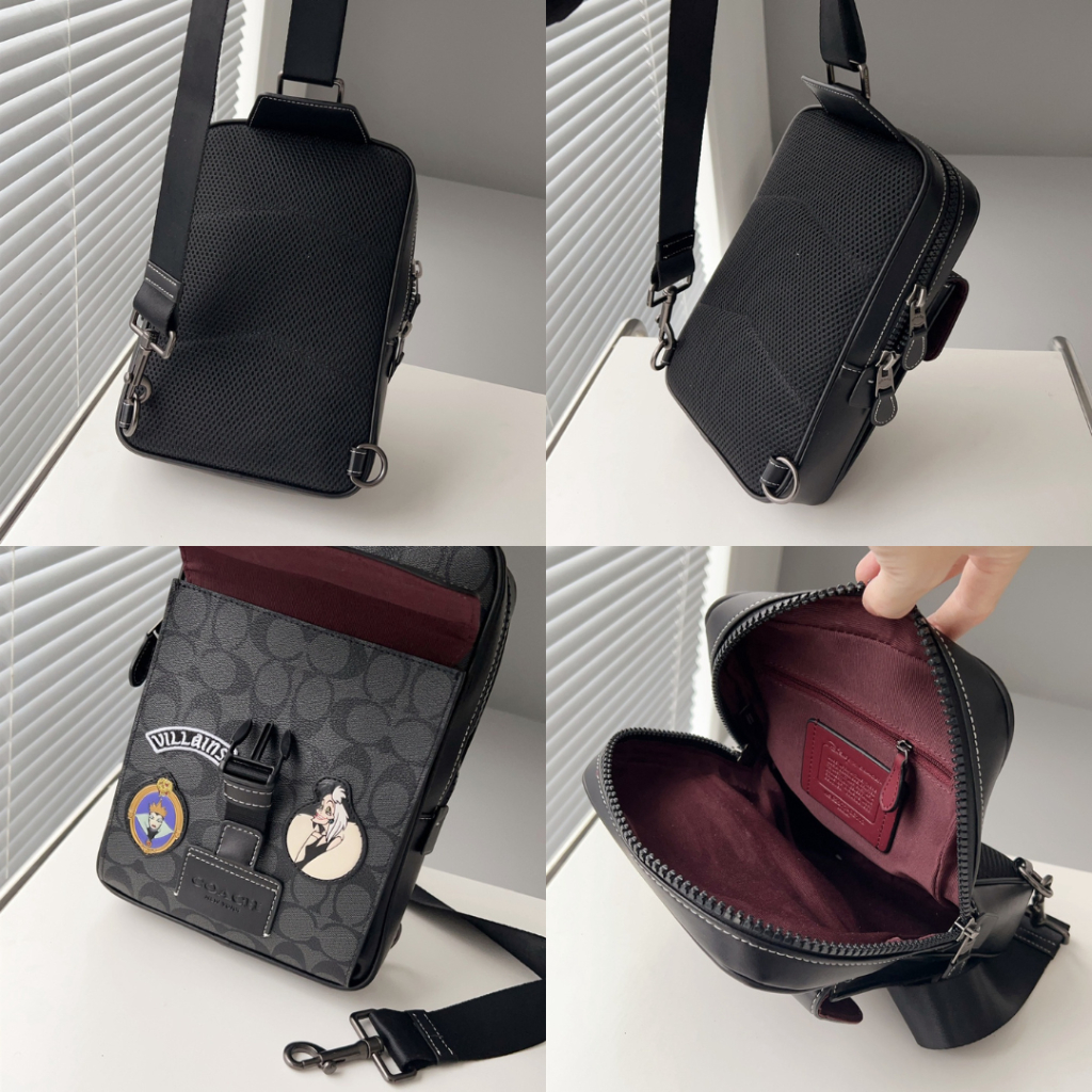 TAS PRIA CH TAS SELEMPANG PRIA CH X DISNEY TRACK NEW BLACK PATCHES SLING BAG CC113