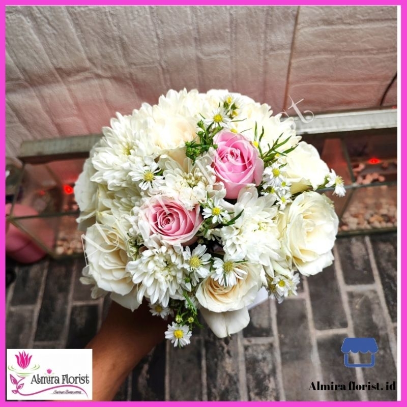 buket bunga pengantin bunga asli segar
