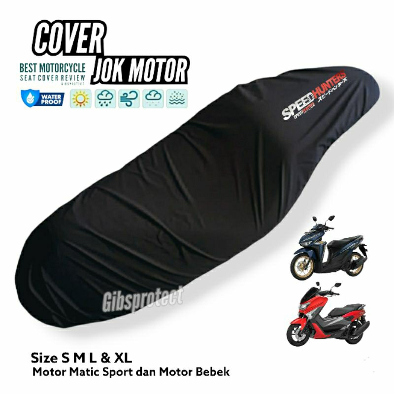 Sarung Jok Motor Beat Vario Scoopy Fino Mio Genio Fazzio Nmax Pcx Aerox Adv Freego Filano Cover Jok Motor Univesal Terbaru Motif Steet Style Jpn Casual Warna Hitam