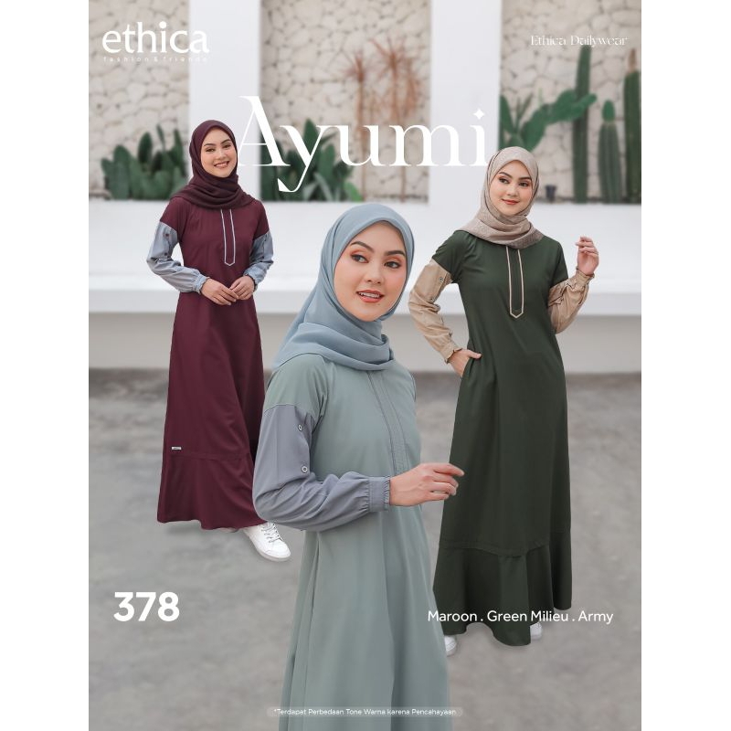GAMIS REMAJA TERBARU / GAMIS ETHUCA AYUMI 378 MAROON / AYUMI 378 GREEN MILIEU / AYUMI 378 ARMY / GAM