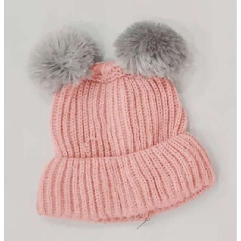 Topi Kupluk Rajut pom pom lucu laki laki perempuan