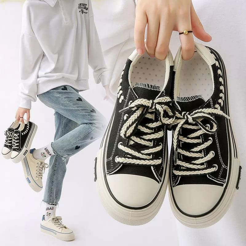 &quot;FREE BOX&quot;  SEPATU SNEAKERS WANITA KANVAS KOREA ASLI FASHION STYLIST BEST QUALITY LV0163