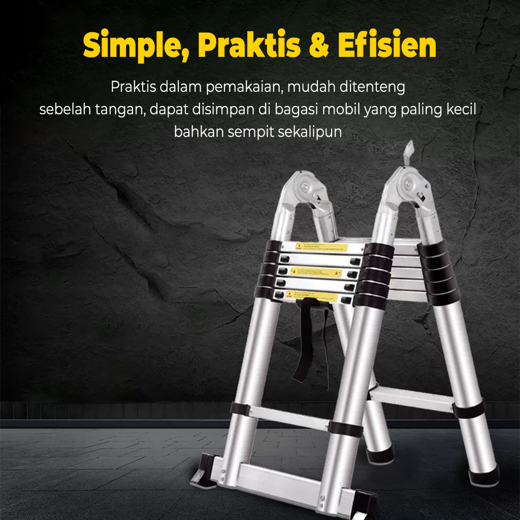 Tangga Lipat Portable DTZ1 Aluminium Teleskopik Telescopic Best Quality Ukuran 3.8m (190cm+190cm)