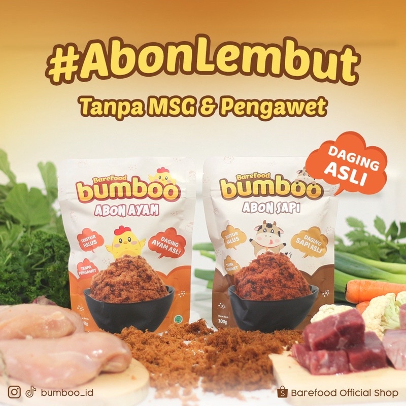 BUMBOO Abon Asli - Tekstur Lembut MPASI Si Kecil - Sumber Protein - Tanpa MSG - Tanpa Pengawet