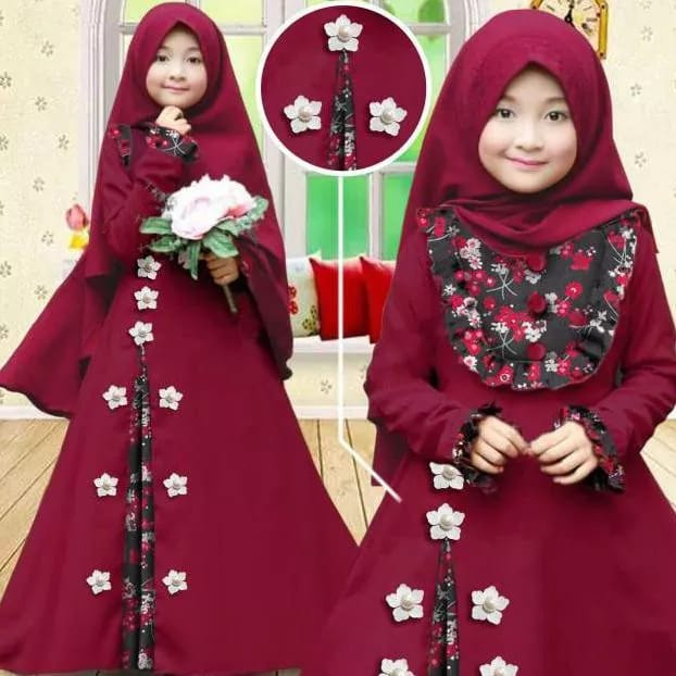UMMA Fashion Tarra Kids Bahan Crepe Mix Monalisa Ukuran S M L XL Dress Gamis Anak Terbaru 2023 Umur 