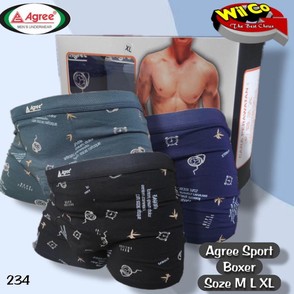 K234T - [Harga Per 3 Potong] CELANA DALAM PRIA CD [BOXER] PRIA PAKAIAN DALAM AGREE SIZE M - XL