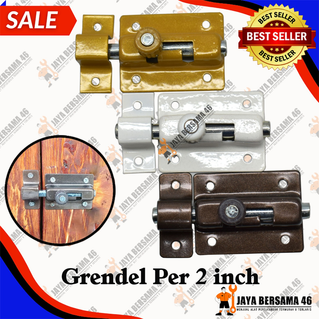 GRENDEL PER / GRENDEL TOWER BOLT / SLOT PINTU JENDELA MODEL TARIK PEGAS PER UKURAN 2 INCHI