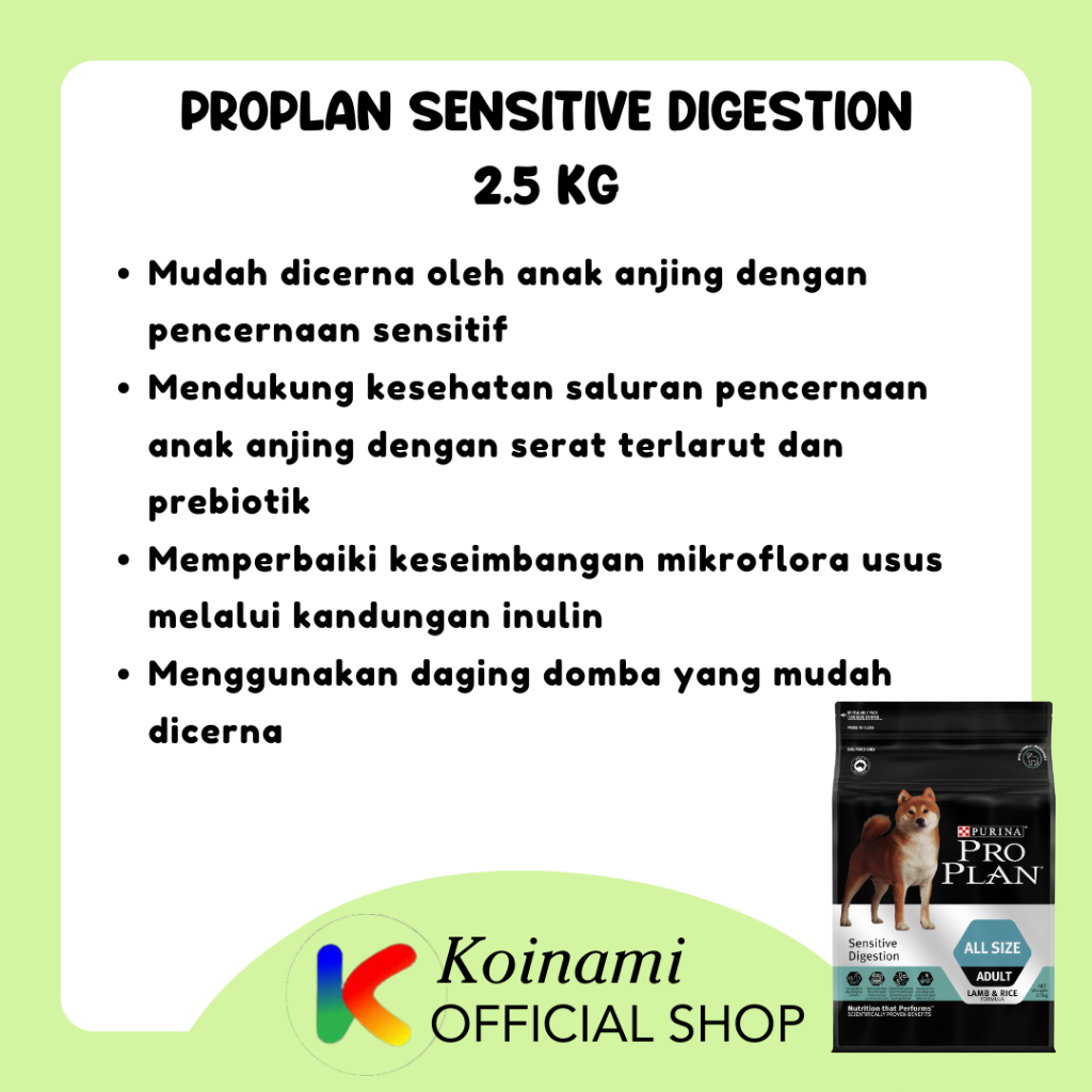 PROPLAN ALL SIZE ADULT SENSITIVE DIGESTION 2,5 KG / MAKANAN ANJING / DOG FOOD