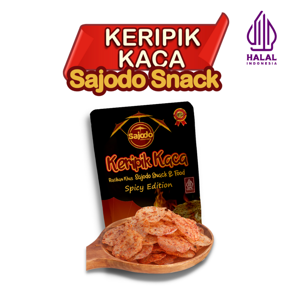 SAJODO SNACK - KERIPIK KACA CABAI MERAH PEDAS EXTRA DAUN JERUK