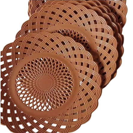 Piring Rotan Plastik Piring Plastik Motif Anyaman Set 1Lusin